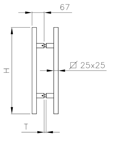 Cevnati Kvadratni Ročaj H475mm Medluknjama 275mm