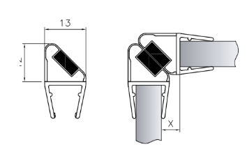 Tesnilo Za Tuš Kabino Na Magnet Levi Mv111 Za 8-10mm