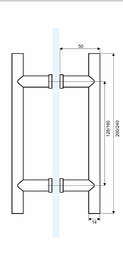 Ročaj DHS03-A H200mm Notranja 128mm