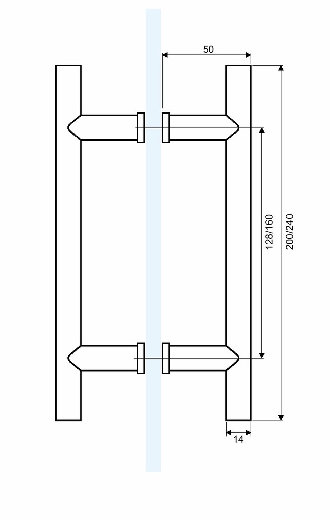 ROČAJ DHS3SB H240MM NOTRANJA 160MM POLIRAN