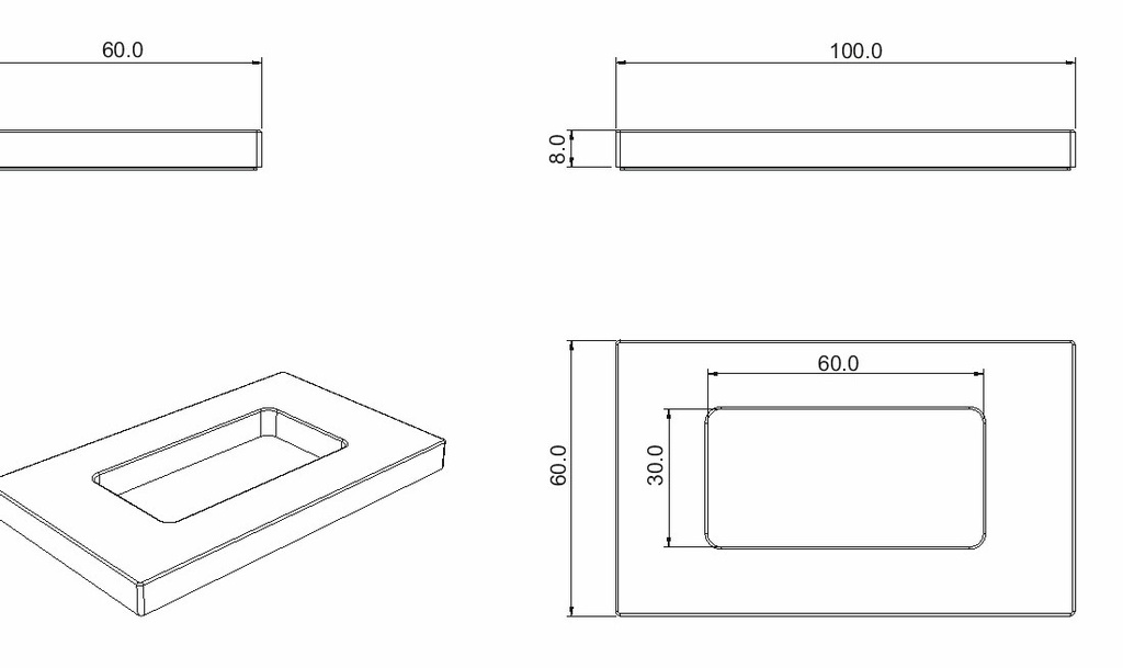 Samolepljivi Ročaj Grh01 100x60x8mm