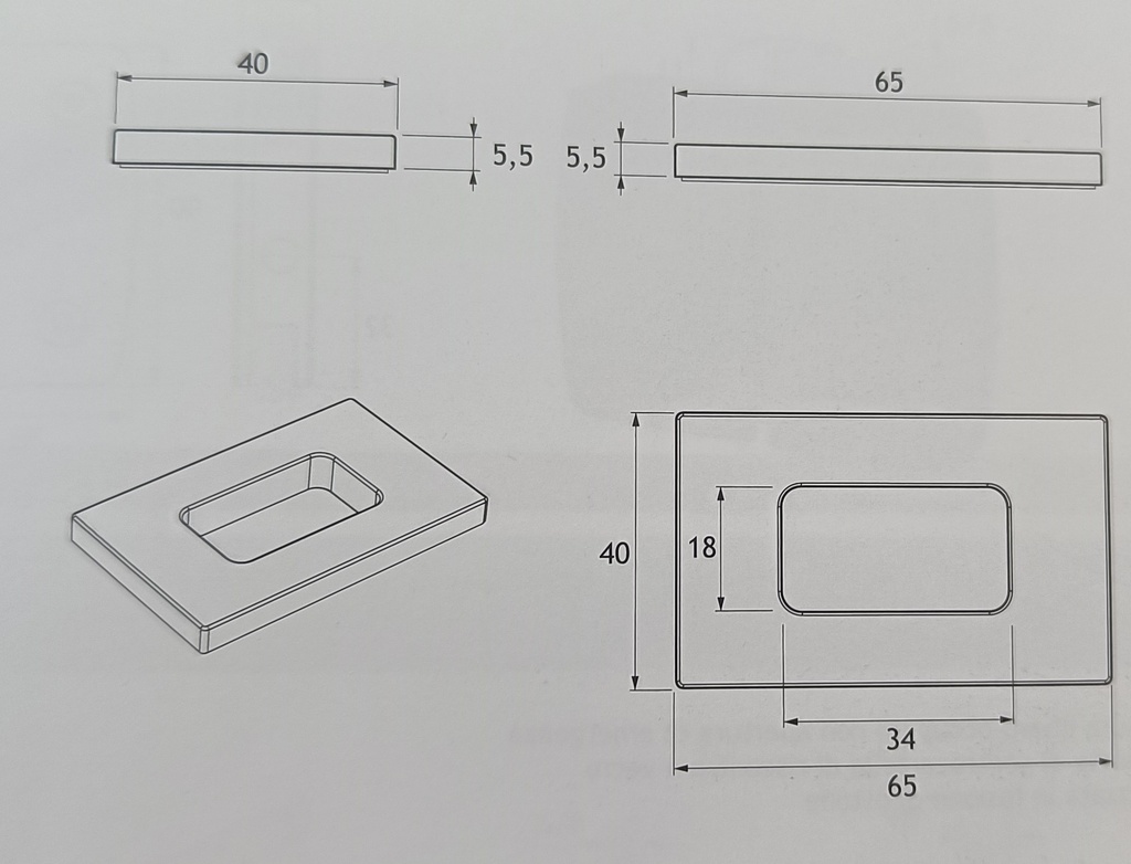 GRH03R Samolepljivi Ročaj 65x40x6mm