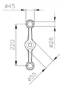 Pajek Na Dve Roki 180° Medluknjama 220mm