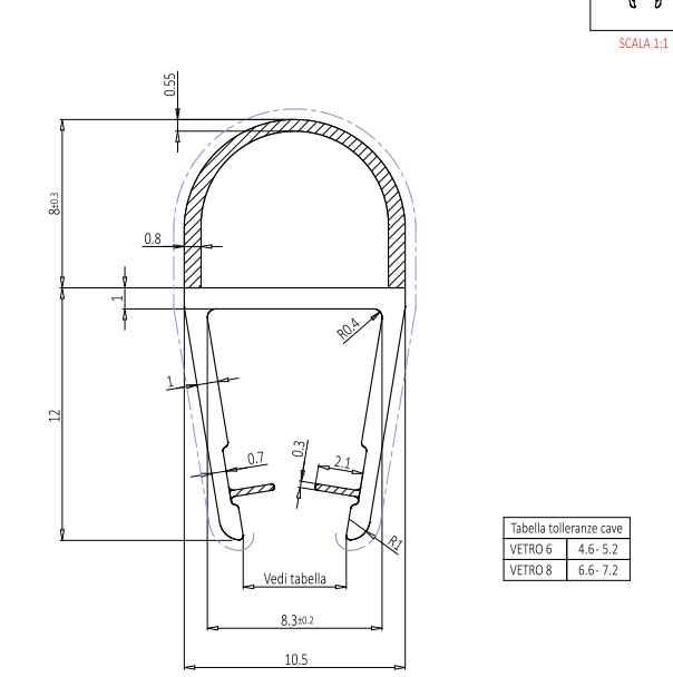 Tesnilo Za Tuš Kabine Balonček 2500mm G 052 Za Steklo 6-8mm