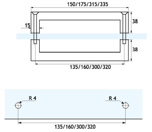 Dh07 Ročaj Medluknjama 160 L175 15x15