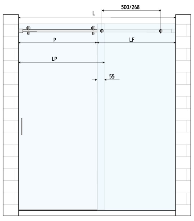 Mskm Medium 1200-1800mm Drsni Sistem Za Tuš Kabino Zid/Zid