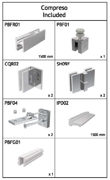 GH PLK01-SX Pbf-Plio - Kit Completo Muro/Muro Sinistro - L.1500