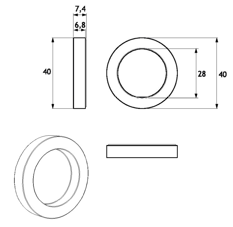 GH RHA04 Coppia Di Maniglie Rotonde Autoadesive D.40mm