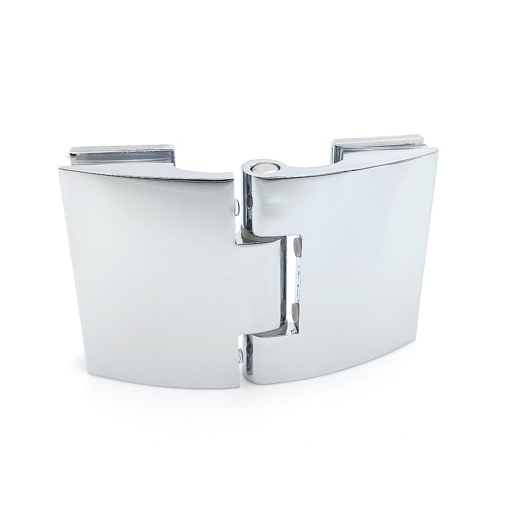 Hinge without stop glass-to-glass chrome