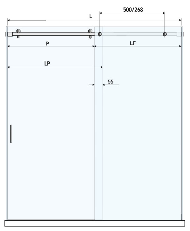 Mskv Medium 1200-1800mm klizni sistem za tuš kabinu staklo-zid