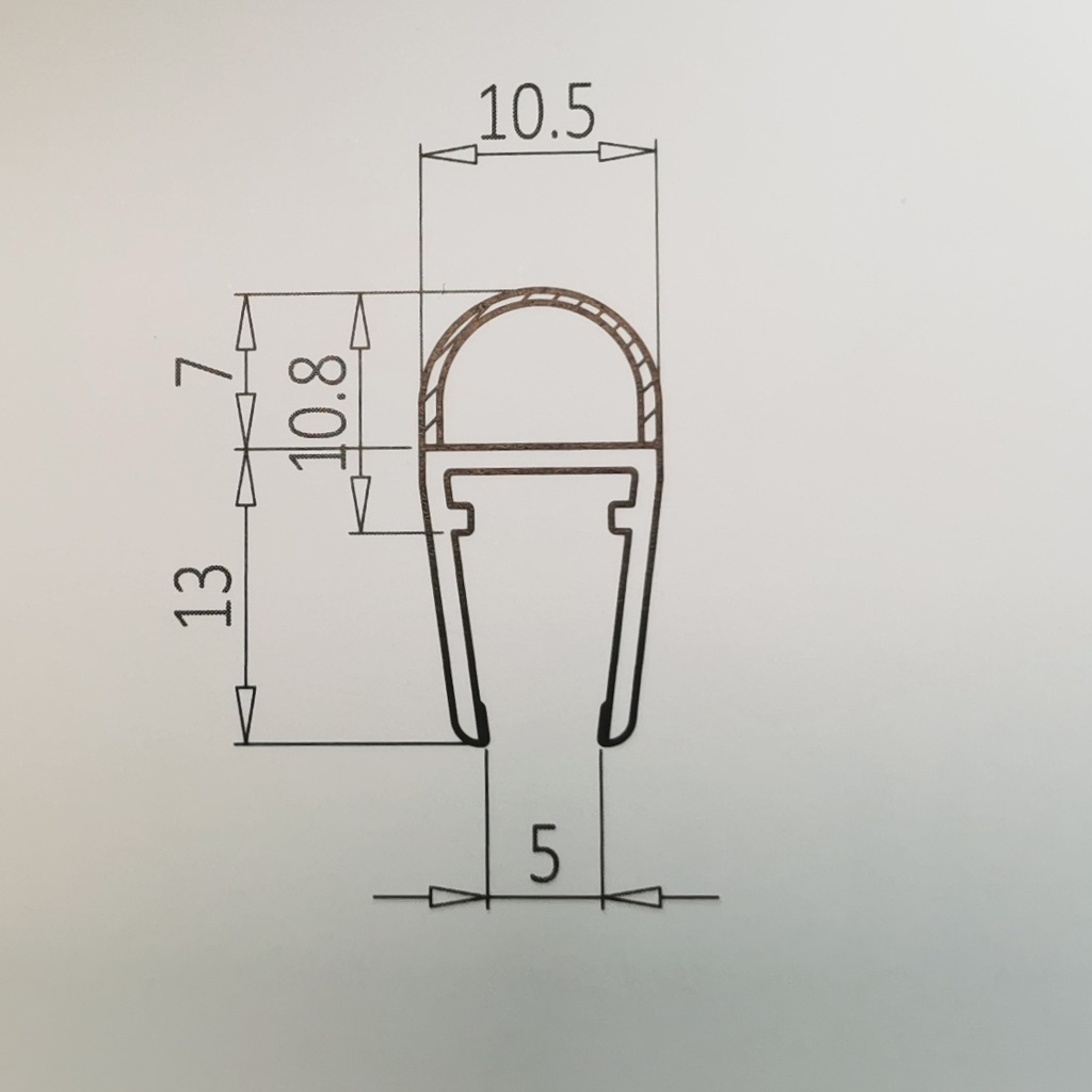 Seal for shower enclosures bulb-type 2500mm G 057 for glass 6-8mm
