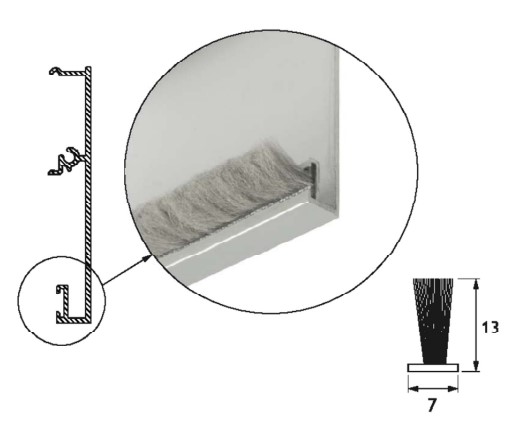 GH MM13 insertable brush seal H.13mm Nice System - single sliding door kit