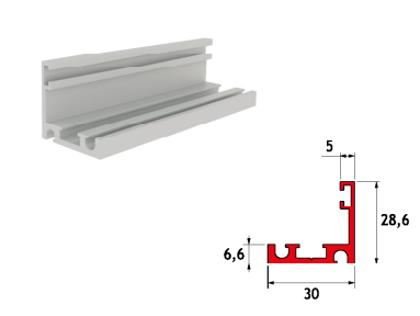 GH MP03-300 Magna Pars - Profilo Inf./Sup. Senza Fermavetro L.300cm