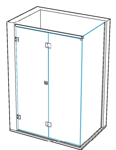 GH PLK02-DX Pbf-Plio - complete kit wall-to-glass right - L.1500mm