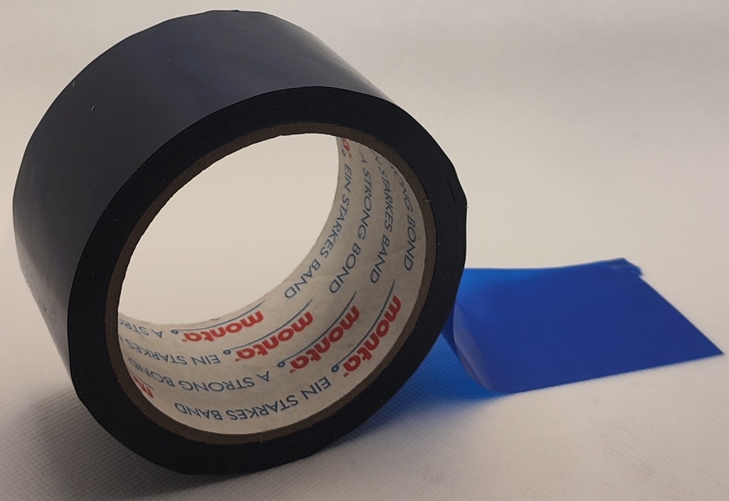 PVC self-adhesive tape, 50 mm x 66 m, blue, removable, leaves no residue on the product adhesive natural rubber