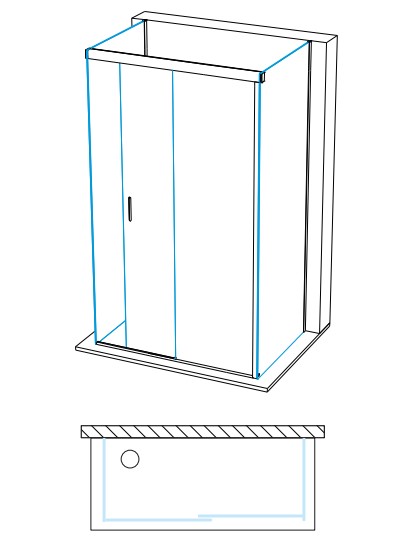 IPCKV2-145*** IPSO CLAUDIT - PROFILES SET 2 SIDE GLASS SHOWER l.150 cm