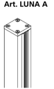Luna A French balcony profile kit with front fastening for glass 10+10mm