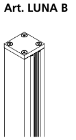 Luna B French balcony profile kit with lateral fastening for glass 8+8mm 