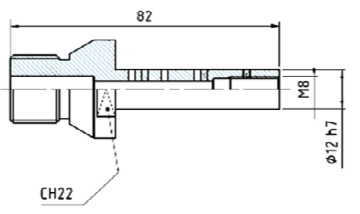 CNC adapter 1/2"GAS for hole=12mm H82mm