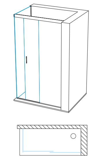 GH IPCKV-220 IPSO CLAUDIT - PROFILES SET 1 SIDE GLASS SHOWER l.220 cm