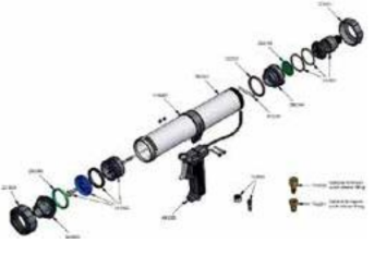 Pneumatic gun for silicone in bag 600ml