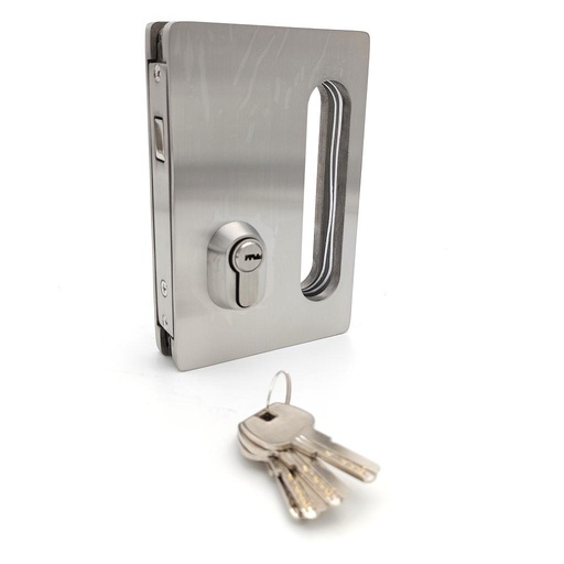 Lock for sliding doors with handle satin finish