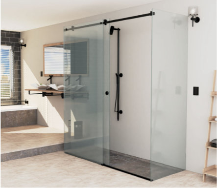 Sliding system for shower enclosure wall-to-wall