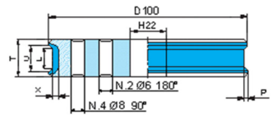 Trapezförmige Diamantschleifscheibe C6 D100X15X22 X3 L4 +4H mit Wasserbohrungen