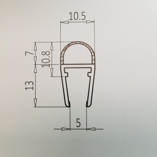 Seal for shower enclosures bulb-type 2500mm G 057 for glass 6-8mm