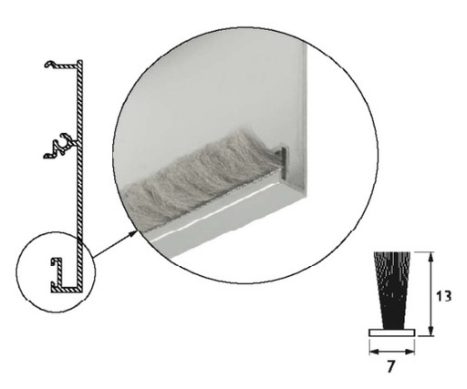 GH MM13 insertable brush seal H.13mm Nice System - single sliding door kit