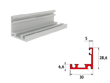 GH MP03-300 Magna Pars - top/bottom profile without glazing bead L.300cm