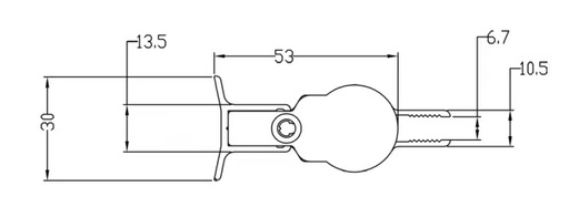 Tubular lift hinge H2,2m, for 6mm glass