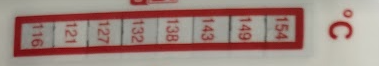 Temperature labels "strip 10pcs" +116 ... +154 °C