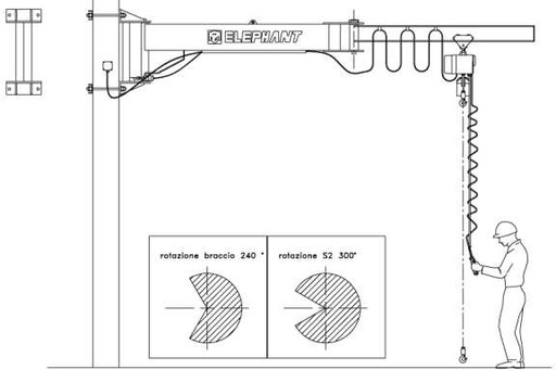 Wall-mounted lifting device with articulated arm